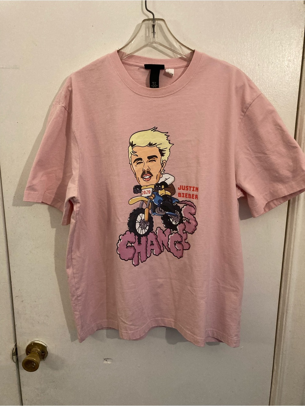 Vintage H&M Pink Men’s T-Shirt - Justin Bieber changes 2020